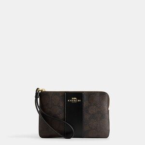 Coach Dark Brown and Black Wristlet